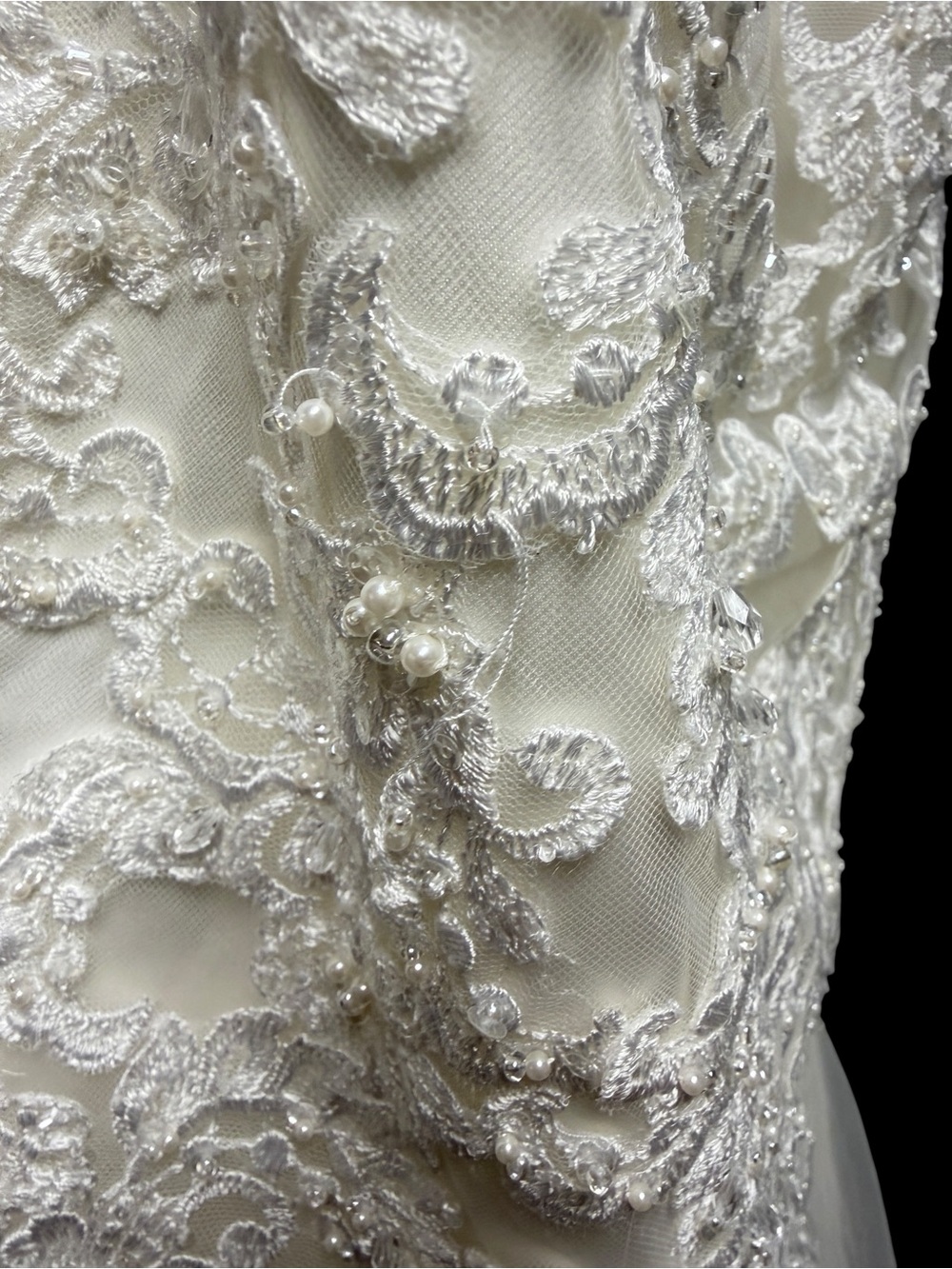 Camille La Vie Ivory Strapless Mermaid Lace Beaded Wedding Dress Gown Size 10 - Picture 10 of 13